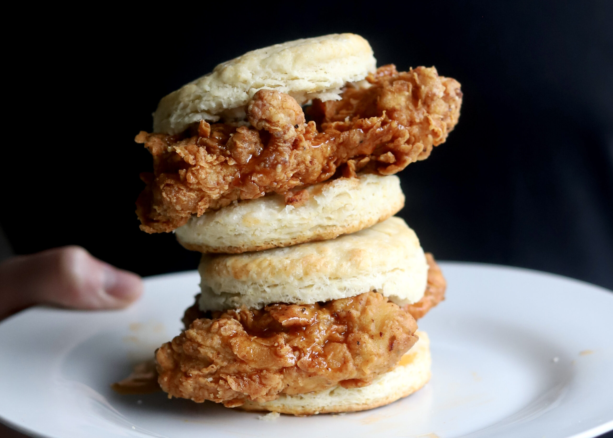 Fried Chicken Biscuits with Rosemary Hot Honey